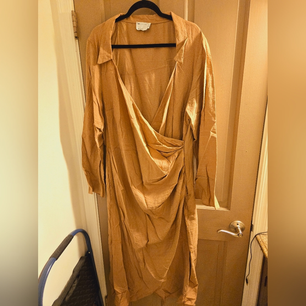 Asos Curve size 18w tan faux wrap dress